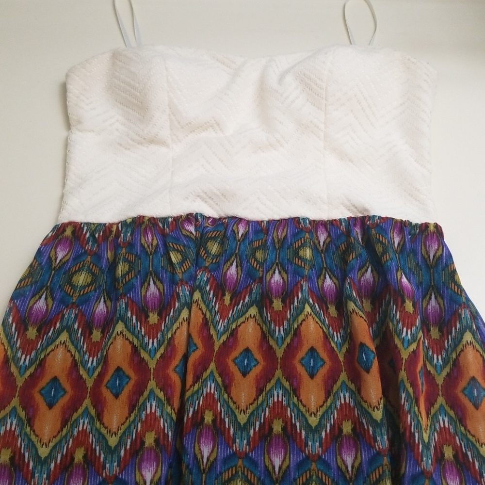 3 for $50 🌬 Strapless Peacock Print Dress